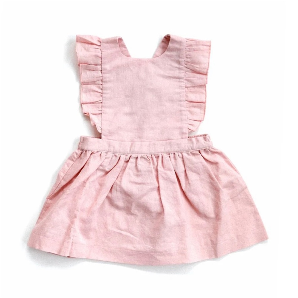 NWT Beba Bean Pinafore Linen Dress, 3-6 Months